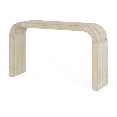 52 inch Wood Console Table with Curved Edge, Natural Texture, Perfect for Entryways and Living Rooms