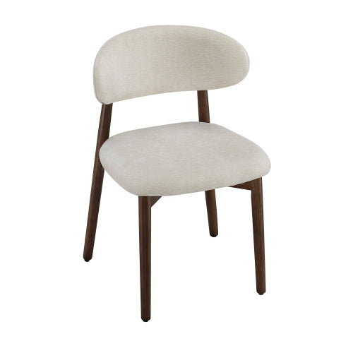 Farmhouse Chenille Dining Chairs with Solid Wood Legs, Set of 2, Beige