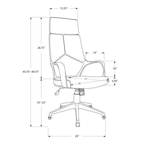 Office Chair, Adjustable Height, Swivel, Ergonomic, Armrests, Computer Desk, Work, Grey Mesh, White Metal, Contemporary, Modern