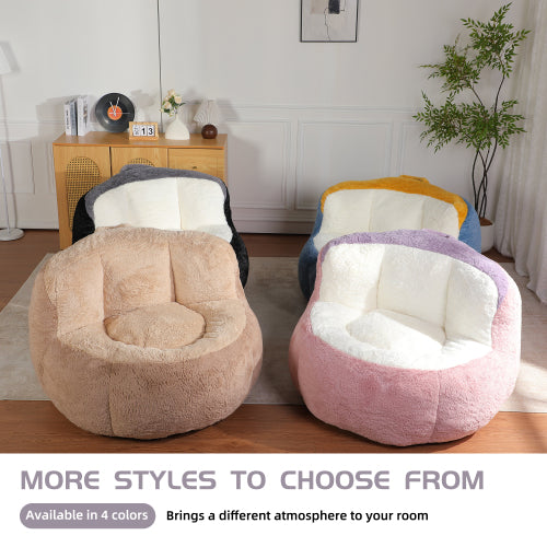 Black-White-Grey Multicolor Faux-Fur Oversized Bean Bag Chair