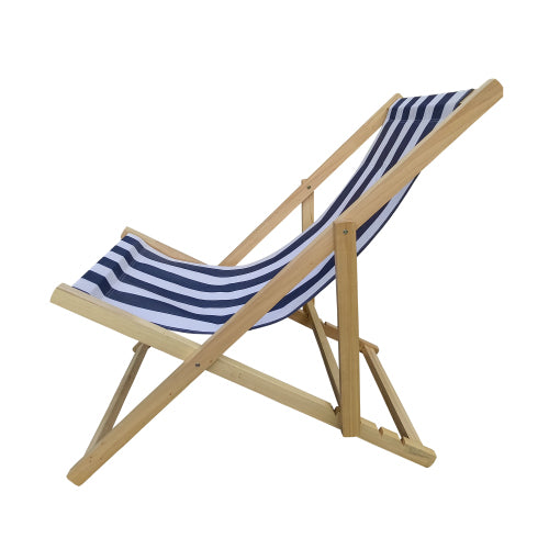 populus wood sling chair blue Stripe Broad blue Stripe (color: Dark blue) folding chaise lounge chair-2PCS