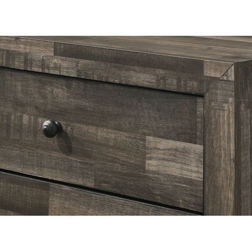 Rustic Brown Gray Nightstand with 2 Drawers, Wooden Bedroom Storage Side Table