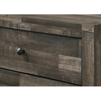 Rustic Brown Gray Nightstand with 2 Drawers, Wooden Bedroom Storage Side Table