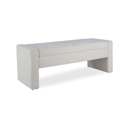 50inch  Modern Upholstered Storage Bench with Tufted Seat, Fabric Ottoman Bench for Bedroom, Entryway, or Living Room, Soft Close Hinge