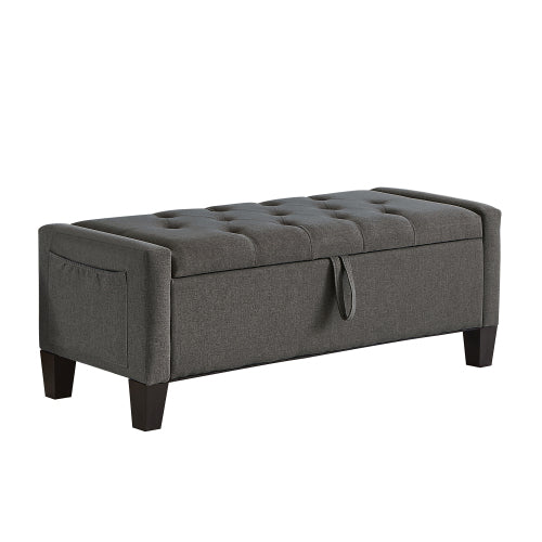 Ottoman with Storage, Storage Ottoman Bench with Safety Hinge 350 lbs Weight, Upholstered Entryway Bench with Seating for Bedroom, Living Room - Dark Gray