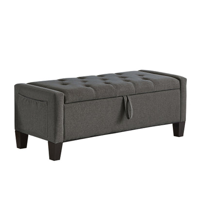 Ottoman with Storage, Storage Ottoman Bench with Safety Hinge 350 lbs Weight, Upholstered Entryway Bench with Seating for Bedroom, Living Room - Dark Gray