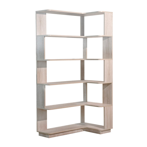 35.43 Inch L-Shaped 5-Color Corner Anti-Tip Open Storage Bookshelf