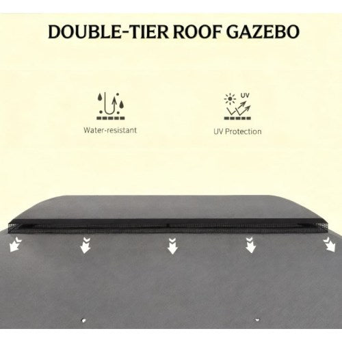 Outdoor Gazebo Canopy Shelter,Patio Gazebo,with Netting,Vented Roof