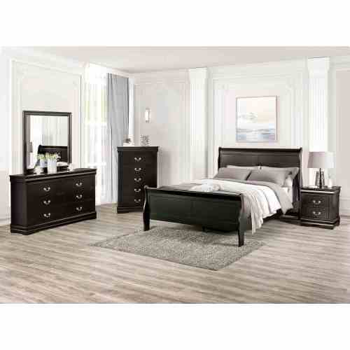 Black Transitional Nightstand with Dovetail Drawers