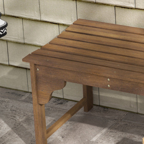 Wooden Garden Bench, Outdoor Park Bench with Slatted Seat, Backless Front Porch Bench with Curved Seat for Conservatory, Garden, Poolside, Deck, Teak