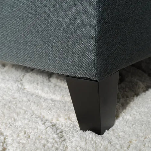 51 Inch Dark Grey Tufted Storage Ottoman Bench, Diamond Stitch Upholstered Footrest with Self-Support Soft Close Hinges
