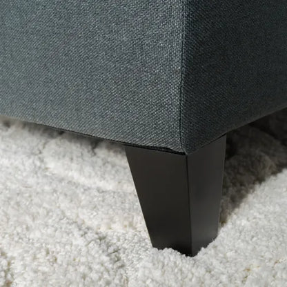 51 Inch Dark Grey Tufted Storage Ottoman Bench, Diamond Stitch Upholstered Footrest with Self-Support Soft Close Hinges