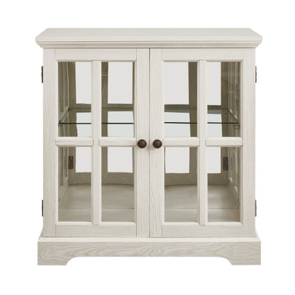 White Retro 7-Color Bluetooth LED Lattice Glass Display Cabinet