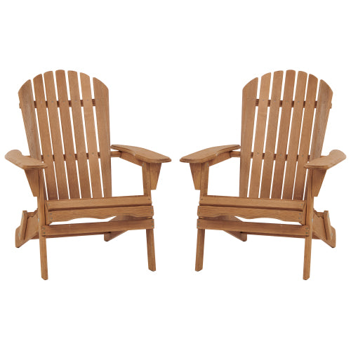 Outdoor Wooden Folding Chair Set of 2 with Pre-Assembled BackRest, Wood Patio Chair for Garden Backyard Porch Pool Deck Firepit