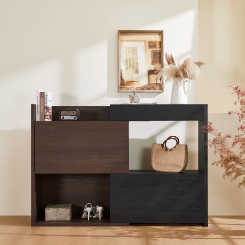 32.5 inch-58.8 inchW 40 inchH Multifuctional Storage Cabinet, Buffet Sideboard Cabinet with Drawer, Corner Cabinet for 44 inchH Window decor, Livingroom, Hallway, Entryway, Kitchen & Office  - Black & Walnut
