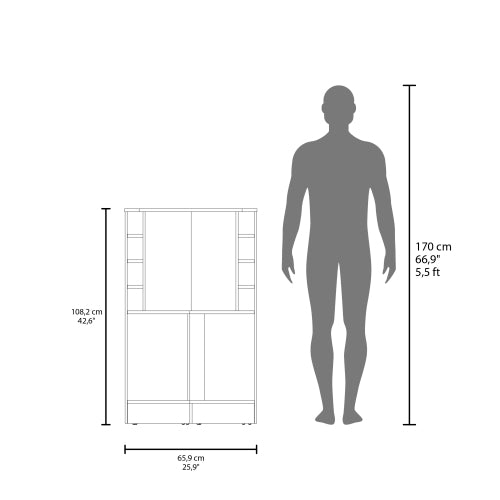 Bar Cabinet, 2 Doors, 8 Wine Bottle Compartments