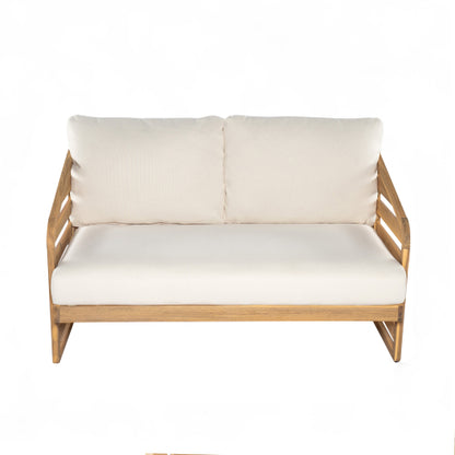 Royal Acacia Wood Loveseat and Coffee Table Set, Beige