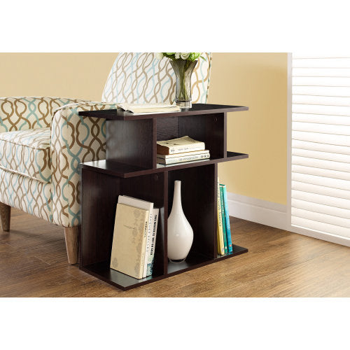 Modern 3-Tier Accent Table 6 Shelves Brown Laminate Storage Unit