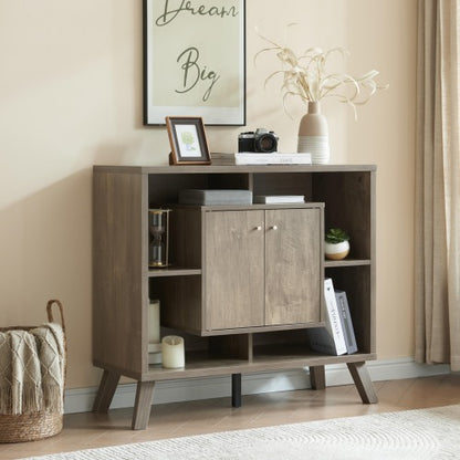 Sideboard Bookcase Cabinet with 4 Open Shelves and 2 Doors