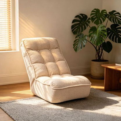 Teddy Fleece Japanese-Style 4-Segment Adjustable Floor Lazy Recliner Chair