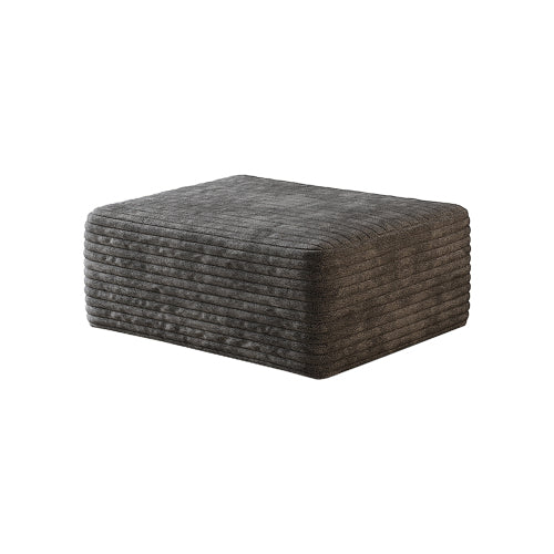 Dark Grey Plush Corduroy Sofa Ottoman with Compressed Packaging