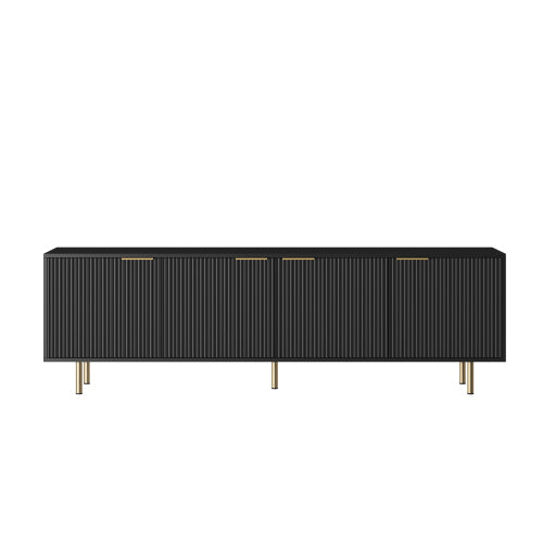 Black Fluted 68 Inch Modern TV Console, Storage Media Cabinet for TVs Up to 55 Inch