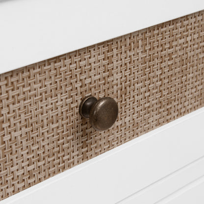 Wardrobe with 3 Drawers High Wardrobe Armoire With Rattan For Living Room, Bedroom Organizer