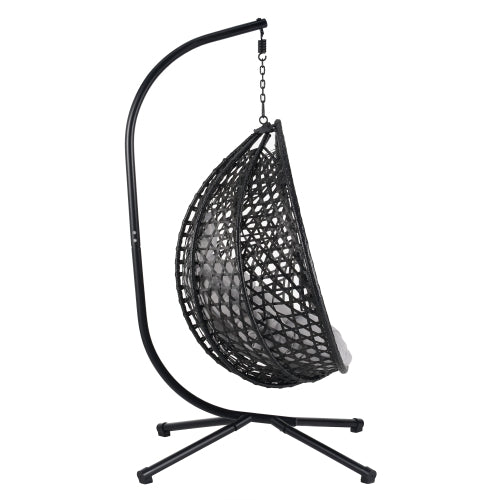 U_STYLE Sturdy Hammock Chair with Stand,Durable Hanging Egg Chair with Rattan Weaving