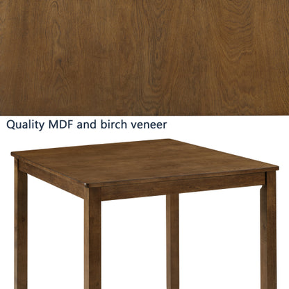 34.5inch Oak Square Counter Height Dining Table for 4, Small Space Kitchen Table