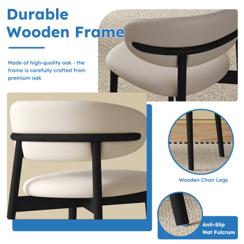 Set of 2 Black Ash Wood Mid-Century Dining Chairs, Minimalist Solid Wood Armless Side Chairs