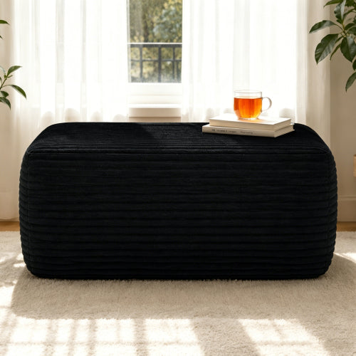 Plush Ottoman Black Modular Sofa Accent Ottoman for Living Room