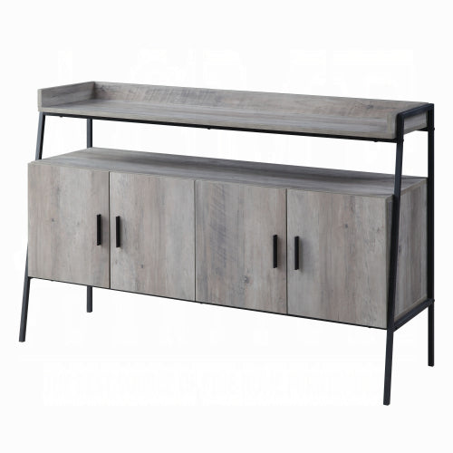 Grey Oak & Black 52 Inch Industrial TV Stand with 4 Doors for 50 Inch TV