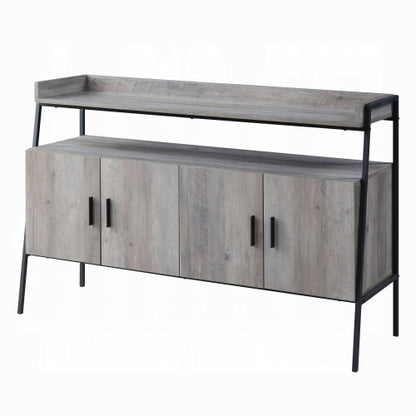 Grey Oak & Black 52 Inch Industrial TV Stand with 4 Doors for 50 Inch TV