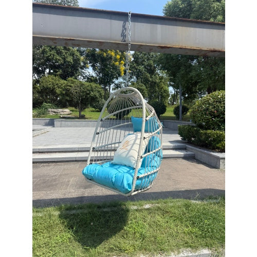 Outdoor garden rattan egg swing chair hanging chair PE hanging chair blue