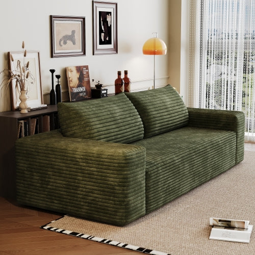 71-Inch Green Corduroy Deep-Seat 3-Seater Sofa No-Assembly for Living-Room Bedroom Apartment Conference Room
