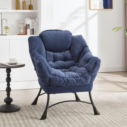 Lazy Chair with Ottoman, Modern Lounge Accent Chair with Armrests and a Side Pocket