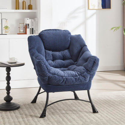 Lazy Chair with Ottoman, Modern Lounge Accent Chair with Armrests and a Side Pocket