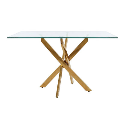 47.24 Inch Tempered Glass Table with Gold Legs