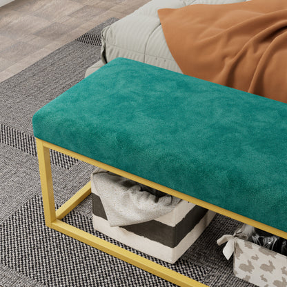 Storage Bench for Entryway, Bench with Steel Frame,, Synthetic Leather, Living Dining Room, Mid-Century Modern, Loads 600 lb