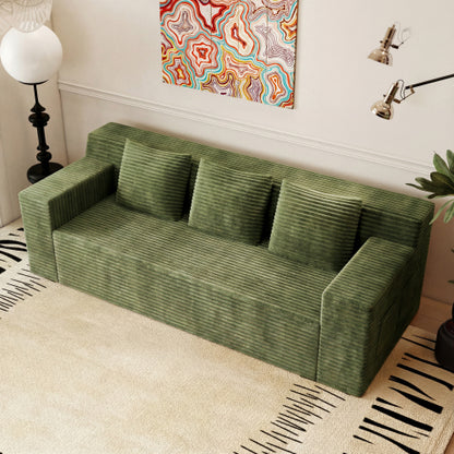 71 inch  Corduroy L-Shaped Deep-Seat 3-Seater Sofa, No Assembly Required