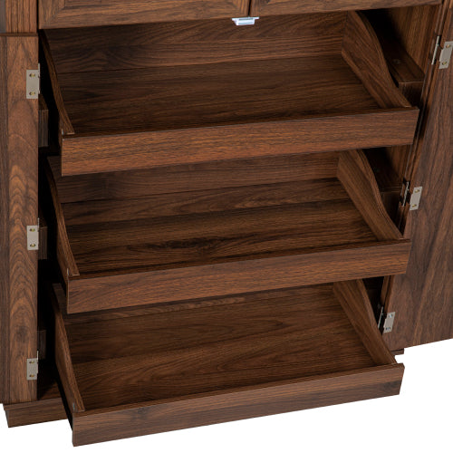 71inch  Farmhouse Kitchen Pantry Cabinet with Pull-Out Shelves Brown