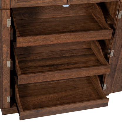 71inch  Farmhouse Kitchen Pantry Cabinet with Pull-Out Shelves Brown