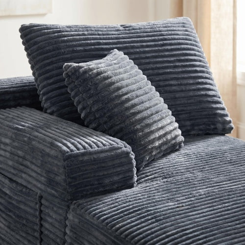 Gray Corduroy Legless Floor-Hugging Modular Accent Chair