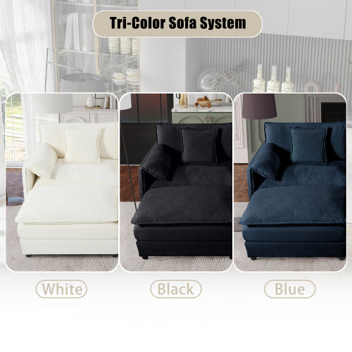 Black Oversized Chenille Modular Loveseat DeepSeat Cloud Sofa