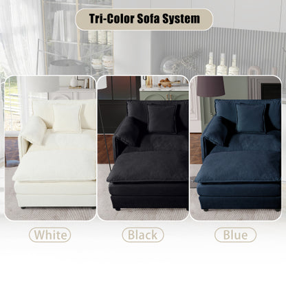Black Oversized Chenille Modular Loveseat DeepSeat Cloud Sofa
