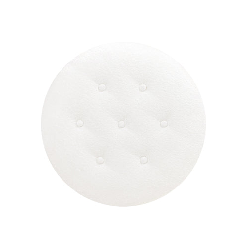 24 inch Round Upholstered Accent Ottoman, Almond White Chenille Round Foot Stool with Bullion Fringe