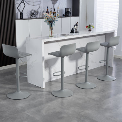 Bar Stools Set of 2  Modern PU Leather Counter Height Barstools with Back, Height Adjustable Swivel Kitchen Island Chairs, Armless, Large Base-Gray