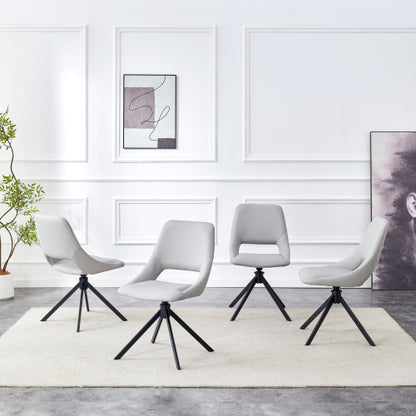 Swivel PU Leather Dining Chairs with Auto-Return, Set of 4, Light Gray