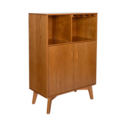 31.5 inch Liquor Cabinet with Wine Glass Holder & Wine Rack & Adjustable Shelf, Wine Cabinet, Kitchen Coffee Bar Cabinet, Rustic Sideboard Buffet  Cabinet with storage for Home Farmhouse Dining Room