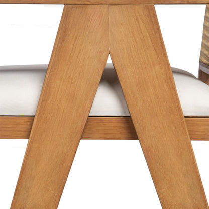 27inch Height, Cream Woven Cane Plastic Backrest Bar Stool - Foam-Padded Fabric Seat & Durable Rubberwood Frame